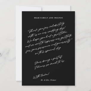 Carte De Remerciements Chic Elegant Script Black 3 Mariage photo