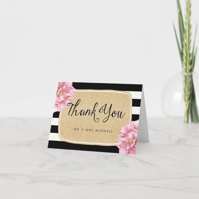 Carte de remerciements chic floral de (Devant)