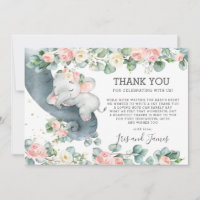 Chic Floral verdure Elephant Baby shower fille