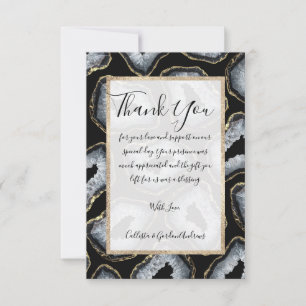 Carte De Remerciements Chic Gold Black White Agate Geode Stones