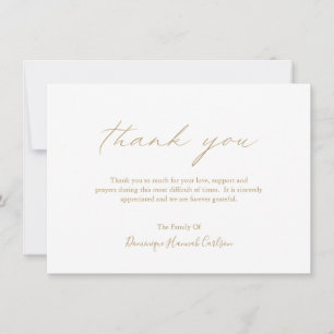 Carte De Remerciements Chic Gold Calligraphie Simple Elégant Funérailles