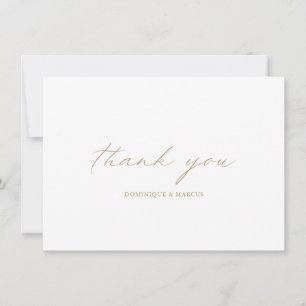 Carte De Remerciements Chic Gold Calligraphie Simple Elégant Mariage