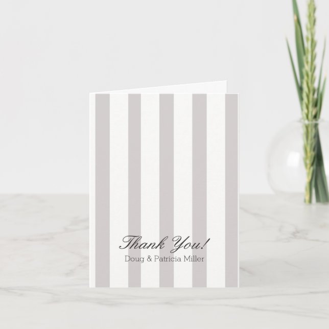 Carte De Remerciements Chic Grey and white stripes Thank You (Devant)