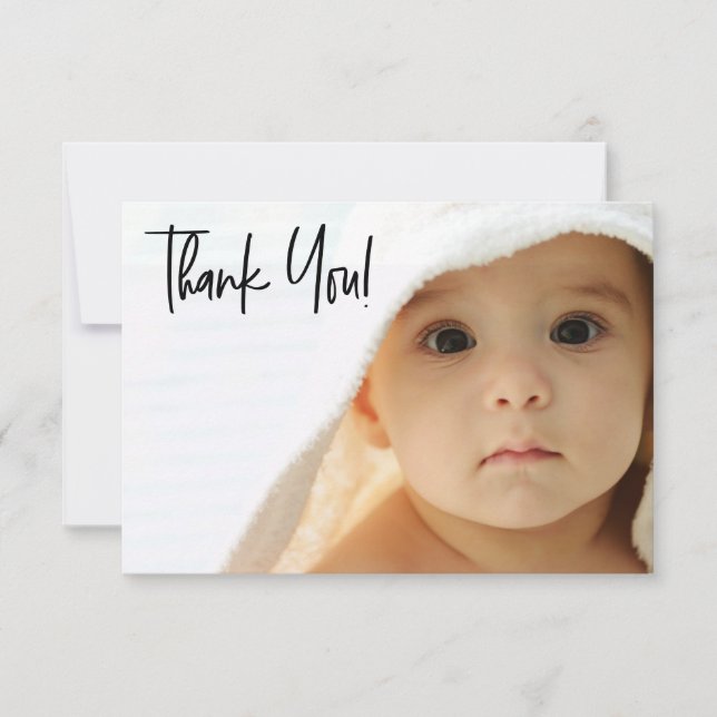 Carte De Remerciements Chic Handlettering Baby Girl baby shower photo (Devant)