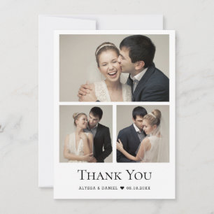 Carte De Remerciements Chic Heart Modern Mariage Photo Collage