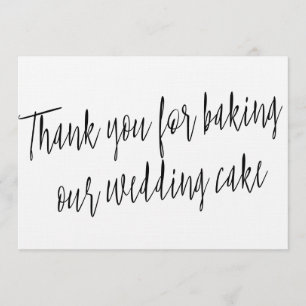 Carte De Remerciements Chic "Merci pour cuisiner notre gâteau mariage"
