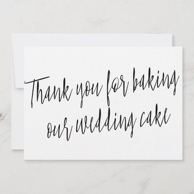 Carte De Remerciements Chic "Merci pour cuisiner notre gâteau mariage" (Devant)