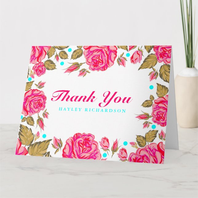 Carte de remerciements chic minable de fleur (Devant)