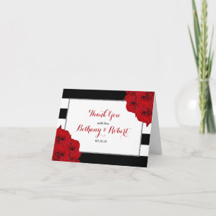 Carte De Remerciements Chic Moderne Luxe Mariage Collection - Roses rouge