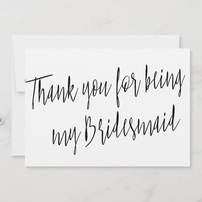 Carte De Remerciements Chic moderne "Merci d'être ma servante d'honneur" (Devant)