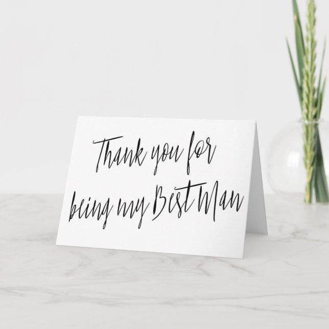 Carte De Remerciements Chic moderne "Merci d'être mon meilleur homme" (Devant)