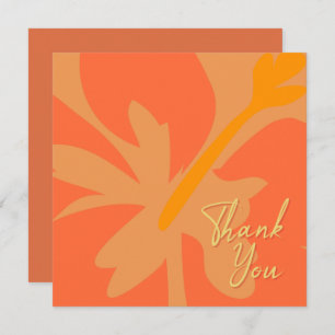 Carte De Remerciements Chic Orange Floral et Beige Texte