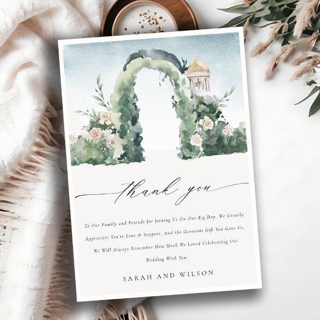 Carte De Remerciements Chic Pastel Floral Garden Arch Mariage botanique (Créateur téléchargé)