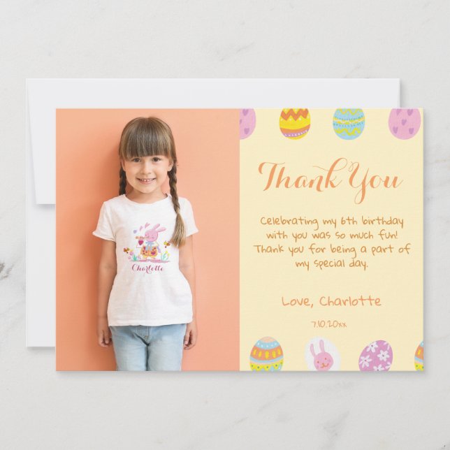 Carte De Remerciements Chic Pastel Oeufs Jaunes Anniversaire de enfant Ph (Devant)