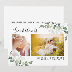 Carte De Remerciements Chic Photo Mariage Eucalyptus