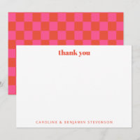 Chic Pink Orange Checkerboard personnalisé