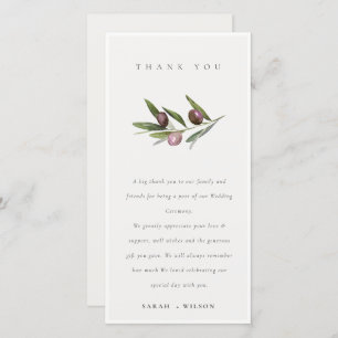 Carte De Remerciements Chic Rustique minimaliste Mariage de feuillage de 