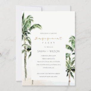 Carte De Remerciements Chic Tropical Beach Palm Trees Fiançailles Invitat