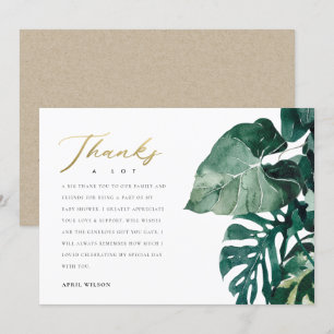 Carte De Remerciements Chic Tropical Monstera Foliage Baby shower vert