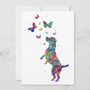 Carte De Remerciements Chien Beagle amateur de papillons joue avec des pa