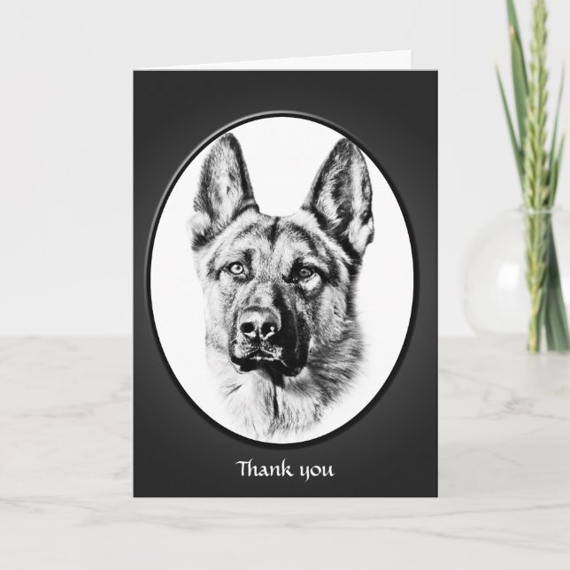 Carte De Remerciements Chien berger allemand "merci" (Devant)