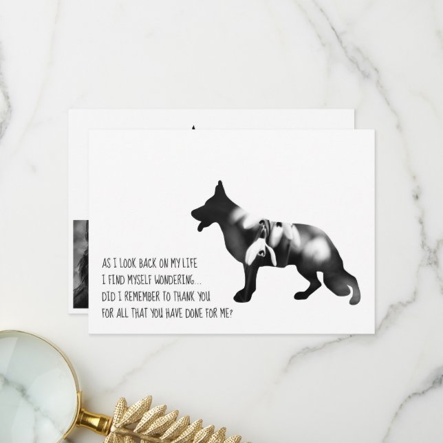 Carte De Remerciements Chien berger allemand noir (Devant/Arrière en situation)