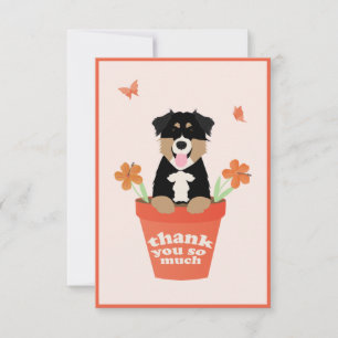Carte De Remerciements Chien De Berger Australien En Pot De Fleurs