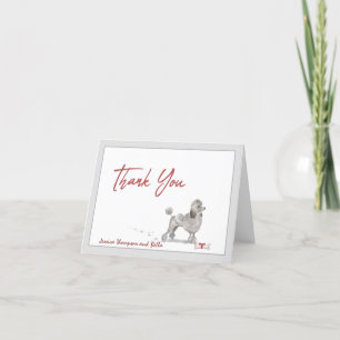 Carte De Remerciements Chien de caniche personnalisé avec os et rubans   