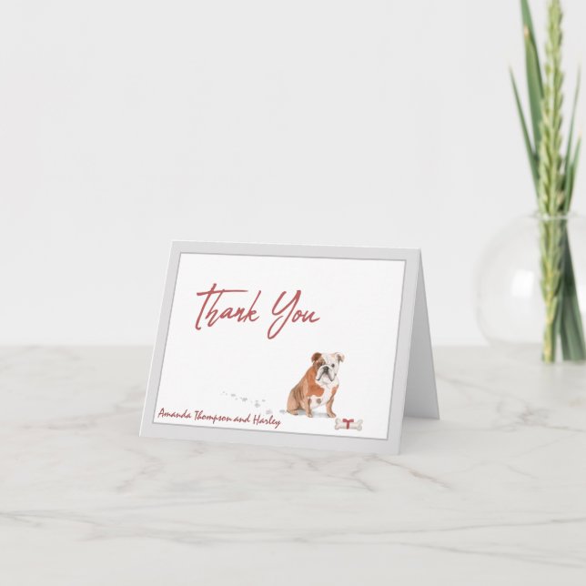 Carte De Remerciements Chien de compagnie Bulldog anglais Personnaliser l (Devant)