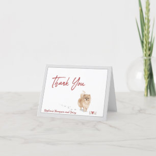 Carte De Remerciements Chien de Poméranie personnalisé au ruban osseux   
