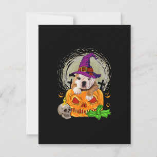 Carte De Remerciements Chien d'Halloween Citrouille de taureau anglais mi