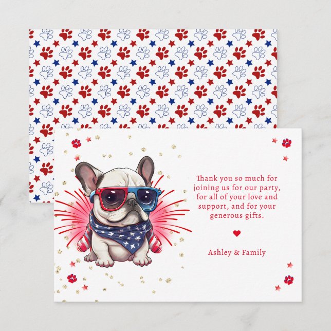 Carte De Remerciements Chien Faisons Pawty Anniversaire (Devant / Derrière)