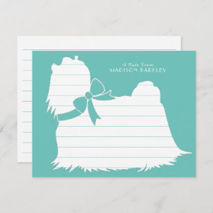 Carte De Remerciements Chien maltais Chien Chien Chien Coiffure longue