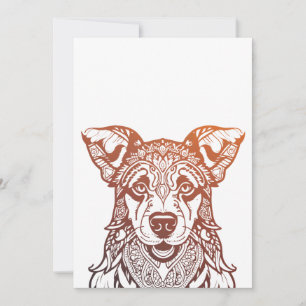 Carte De Remerciements Chien Mandala Ornemental, Chien Dessiné À La Main 