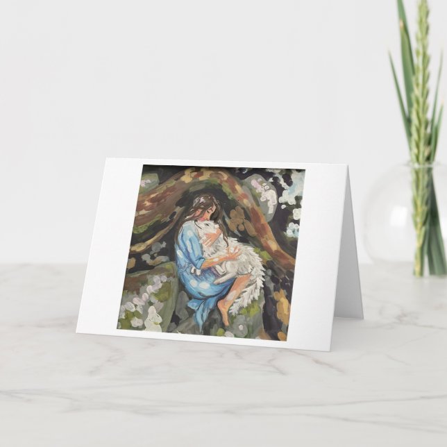 Carte De Remerciements Chien qui serre la fille (Devant)