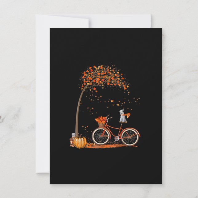 Carte De Remerciements Chien Schnauzer et citrouilles Vélo Feuille d'auto (Devant)