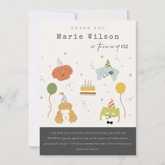Carte De Remerciements Chiens De Mariage De Fête De Petits Enfants N'Impo (Devant)