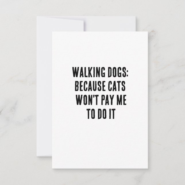 Carte De Remerciements Chiens marchant : parce que les chats ne me paiero (Devant)