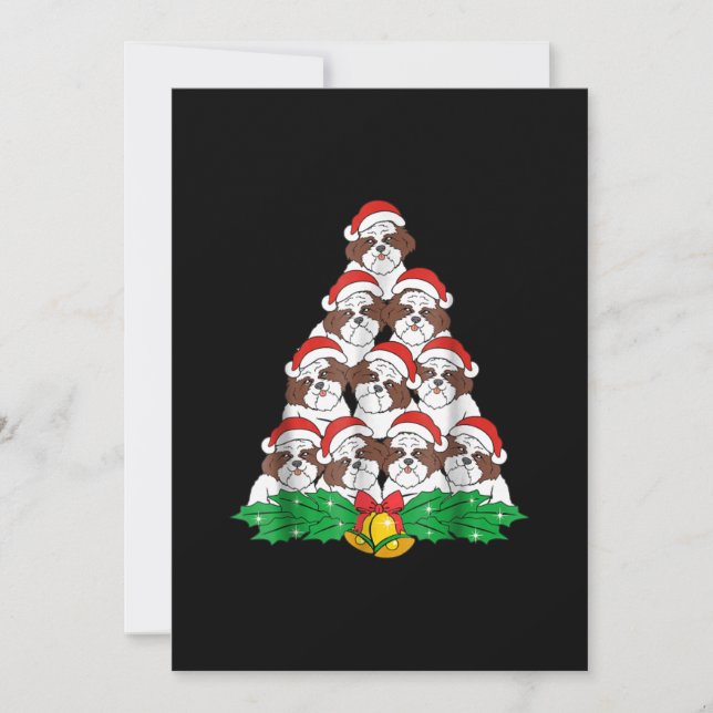 Carte De Remerciements Chih Tzu Christmas Tree Chien Xmas Lover (Devant)