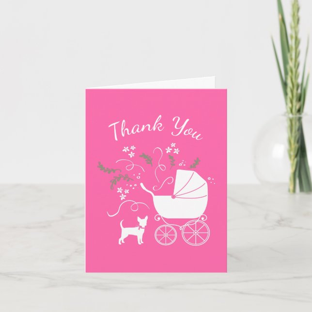 Carte De Remerciements Chihuahua Chien Baby shower fille rose (Devant)