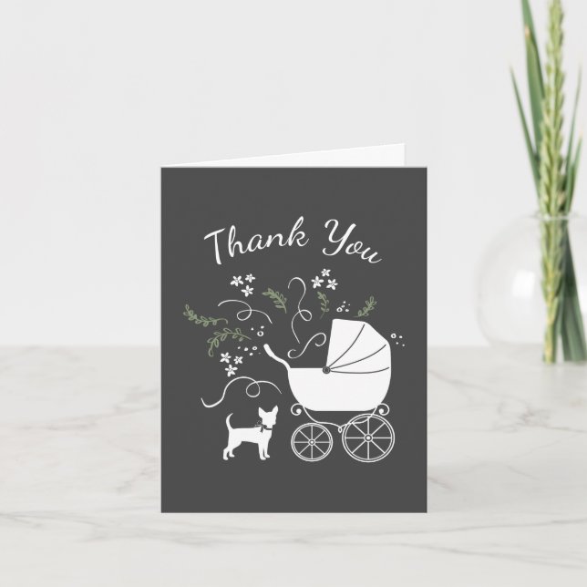 Carte De Remerciements Chihuahua Chien Baby shower Neutre selon le sexe (Devant)