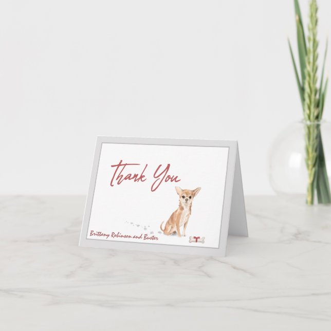 Carte De Remerciements Chihuahua Cute, chien animal de compagnie personna (Devant)