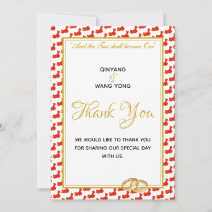 Carte De Remerciements CHINE Christian Custom Photo Mariage 婚 礼
