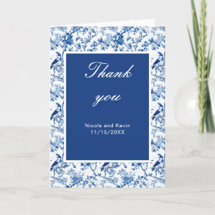 Carte De Remerciements Chinoiserie Blue Birds and Flowers Mariage