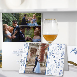 Carte De Remerciements Chinoiserie Blue Romantic Elegance 4 Mariage photo