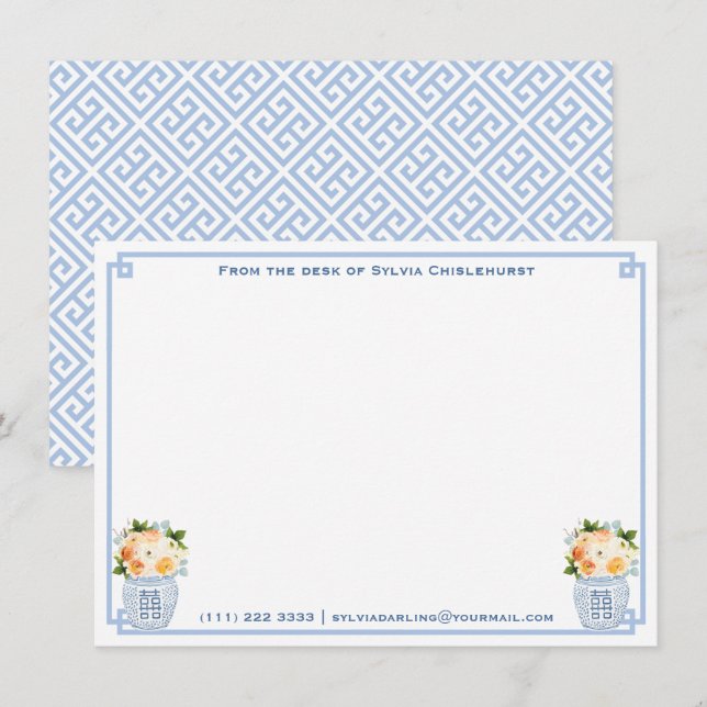 Carte De Remerciements Chinoiserie Chic Fall Flowers Parti Wedding shower (Devant / Derrière)