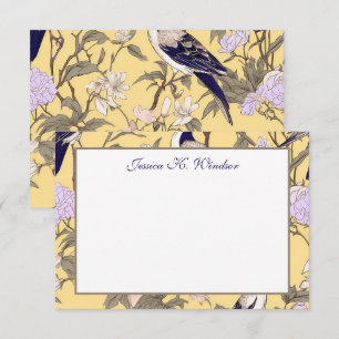 Carte De Remerciements Chinoiserie Floral Aiguille Jaune Personnalisée