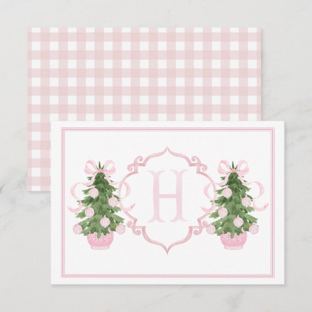 Carte De Remerciements Chinoiserie rose Baby shower d'arbre de Noël (Devant / Derrière)
