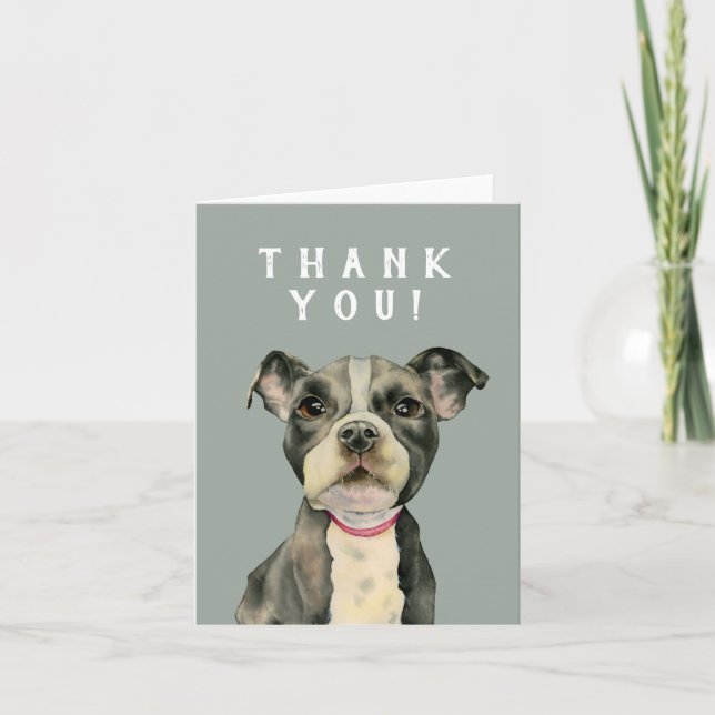Carte De Remerciements Chiot de pitbull (Devant)