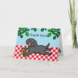 Carte De Remerciements Chiot et hamburger du Labrador noir